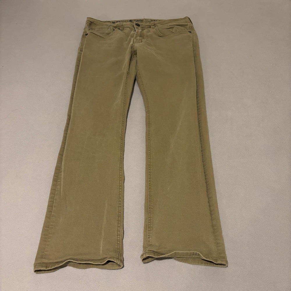 Buffalo David Bitton Mens Six-X Slim Straight Stretch Pants 34x32 Tan Khaki